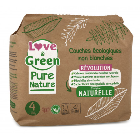 Love and Green, couches hypoallergéniques, Pure Nature, Taille 4 x 38  