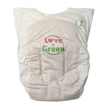 Love and Green, Pure Nature, Taille 1, couches hypoallergéniques x 32 