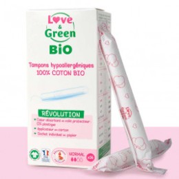 Love & Green BIO, Tampons  avec applicateur « Normal » Hypoallergéniques X 16