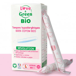 Love & Green BIO, Tampons  avec applicateur « Normal » Hypoallergéniques X 16
