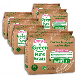 Love and Green Pure Nature Pack 6x33 Couches jetables taille 5 (11 à 25 kg)