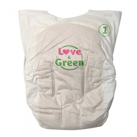 Love and Green Pure Nature Pack 6x32 Couches jetables taille 1 (2 à 5 kg)