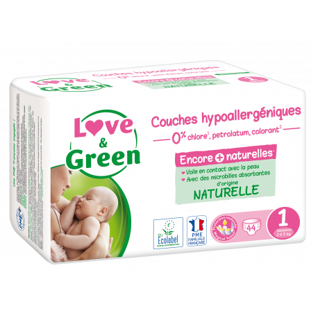 Love and Green Pack 6x23 Couches jetables taille 1 (2 à 5 kg)