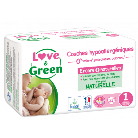 Love and Green Pack 6x23 disposable Diapers size 1 (2 to 5 kg)