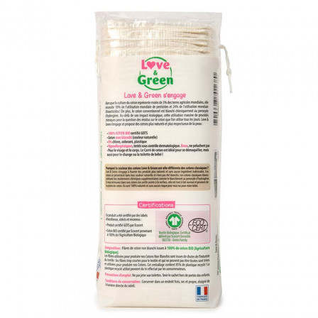 Love & Green Carrés Coton BIO x60