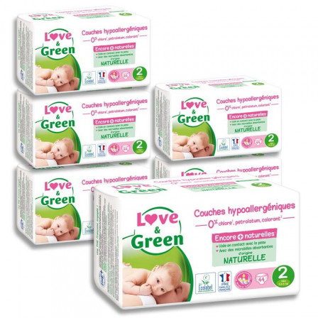 Love and Green Pack 6x36 disposable Diapers size 2 (3 to 6 kg)