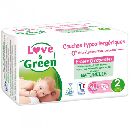 Love and Green Pack 6x44 Couches jetables taille 2 (3 à 6 kg)