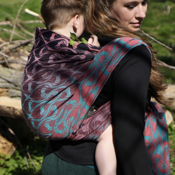 Yaro Slings La Fleur Duo Black Turkis Corail Meta - Écharpe de portage tissée