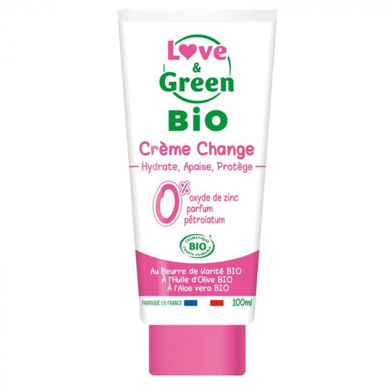 Love and Green Crème de change bio sans oxyde de zinc