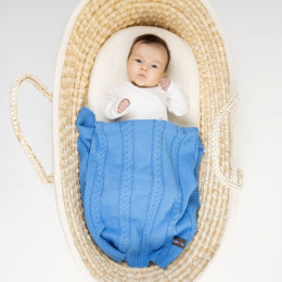 Kinder Hop - Couverture Tricotée Bébé - Blue