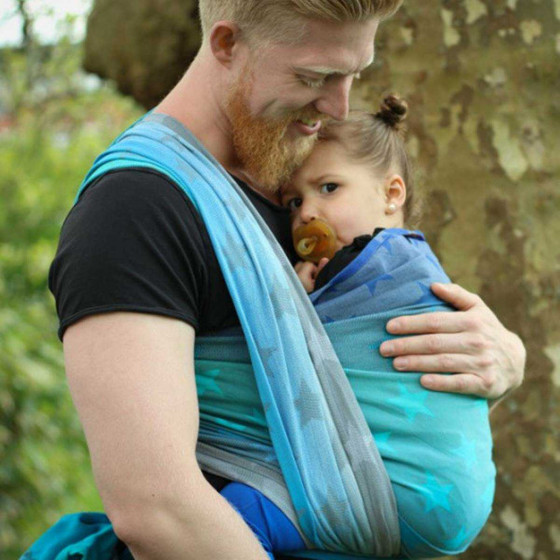 Yaro Stars Aqua Grad Grey - Ring Sling Tissé