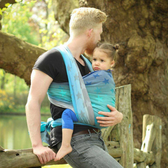 Yaro Stars Aqua Grad Grey - Ring Sling Tissé