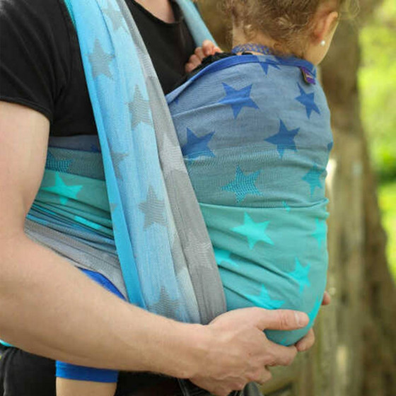Yaro Stars Aqua Grad Grey - Ring Sling Tissé