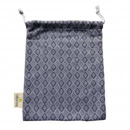 Naturioù Diamant Bleu - Sac à cordon en coton tissu jacquard