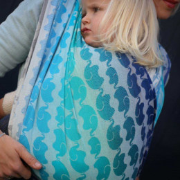 Yaro Slings Elephants Aqua Grad Bamboo - Ring Sling