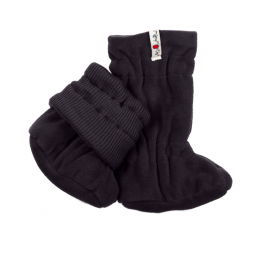 Manymonths adjustable winter booties - Foggy black (extérieur polaire noir / intérieur laine noir)