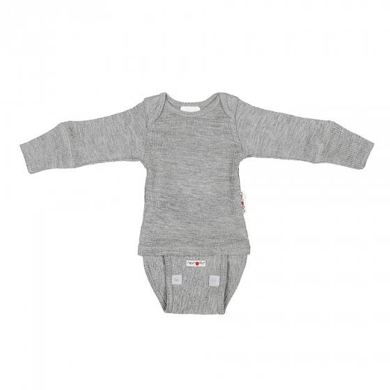 ManyMonths Natural Woollies Body/Shirt Long Sleeve platinium grey