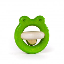Hochet à grelot Bajo - Jouet d'éveil en bois - Grenouille verte