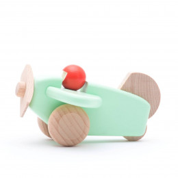 Bajo Small Plan with Pilot Wooden toy - Vert menthe