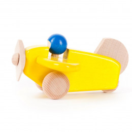 Bajo Small Plan with Pilot Wooden toy - Yellow