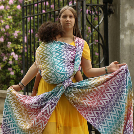 Yaro Slings La Vita Trinity Caribbean Rainbow Tencel Linen - Écharpe de portage tissée