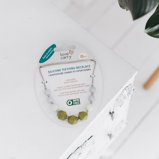 Love And Carry Olive Silicone Teething necklace