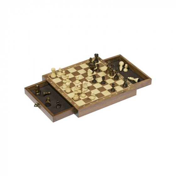 Goki Jeu d'échecs magnétique avec tiroir - Jeu de société en bois