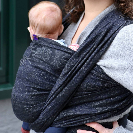 Yaro Ava Duo Black Wool Silk Glam - Ring Sling Tissé