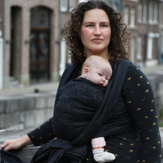 Yaro Ava Duo Black Wool Silk Glam - Ring Sling Tissé