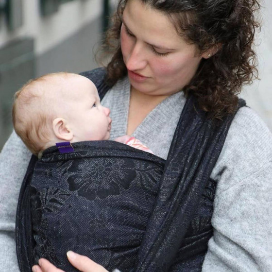 Yaro Slings Ava Duo Black Wool Silk Glam - Ring Sling
