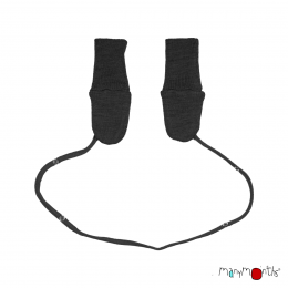 Manymonths Moufles pour bébé en laine mérinos - Foggy Black