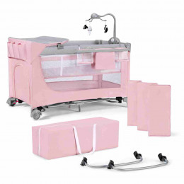 Kinderkraft Leody Travel Cot with accessories - Pink