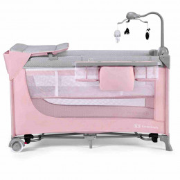 Kinderkraft Leody Travel Cot with accessories - Pink