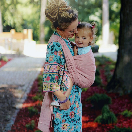 Little Frog Pink Linen Wildness - écharpe de portage tissée