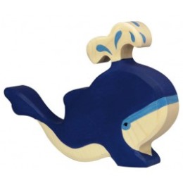 Baleine bleue avec eau en bois Holztiger