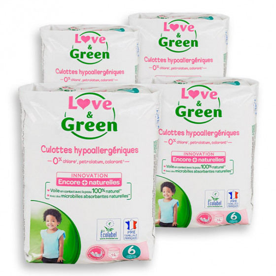Love and Green Pack 4x16 Culottes d'apprentissage taille 6 (+ 16 kg)