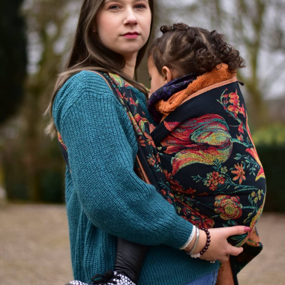 Yaro Floral Trio Black Red Green Yellow Tencel - Ring Sling Tissé