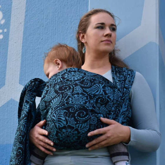 Yaro Ava Contra Black-Blue Glam - Écharpe de portage tissée Yaro Ava Contra Black-Blue Glam - Écharpe de portage tissée