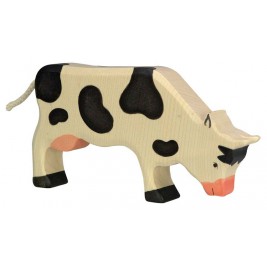 Vache broutant noire en bois Holztiger