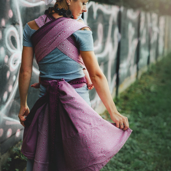 Little Frog Peony Cube - écharpe de portage tissée