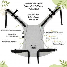 Buzzidil Evolution Facette Yellow Mellow porte-bébé préformé taille bébé