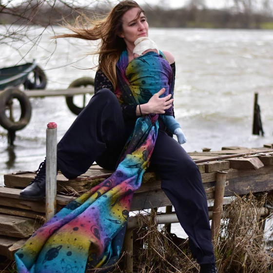 Yaro Cosmos Nebula Black Rainbow Linen Hemp - Écharpe de portage tissée