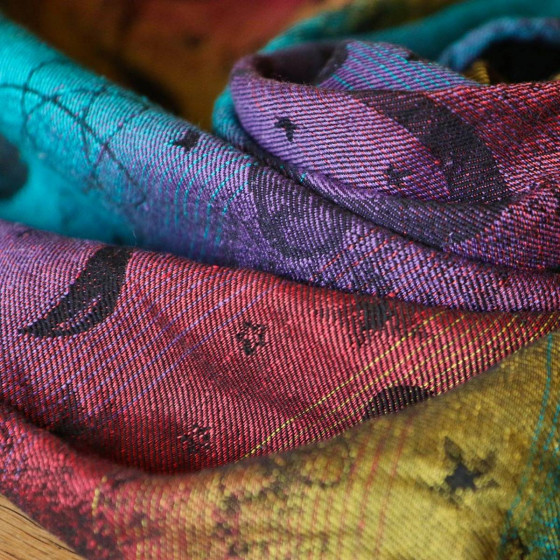 Yaro Cosmos Nebula Black Rainbow Linen Hemp - Écharpe de portage tissée