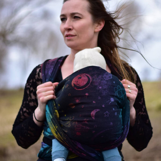 Yaro Cosmos Nebula Black Rainbow Linen Hemp - Écharpe de portage tissée