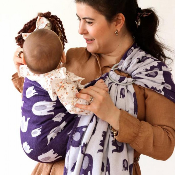 Naturiou Ring Sling Eléphantin Violet - écharpe de portage sans nœud