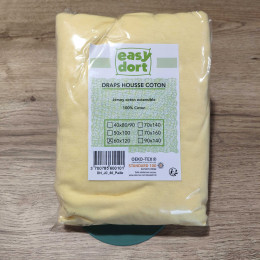 Fitted sheet Easy dort cotton 60 x 120 cm - Jaune Paille