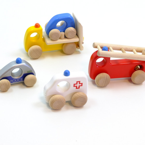 Emergency vehicles set Bajo Wooden toy