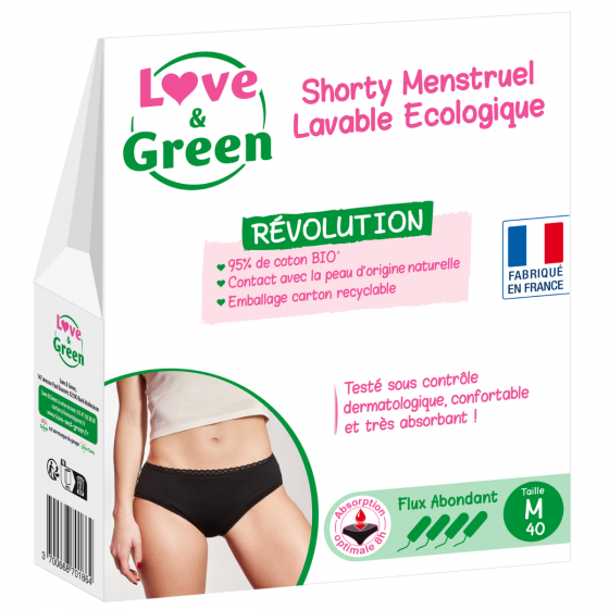 Love and Green Shorty menstruel lavable écologique