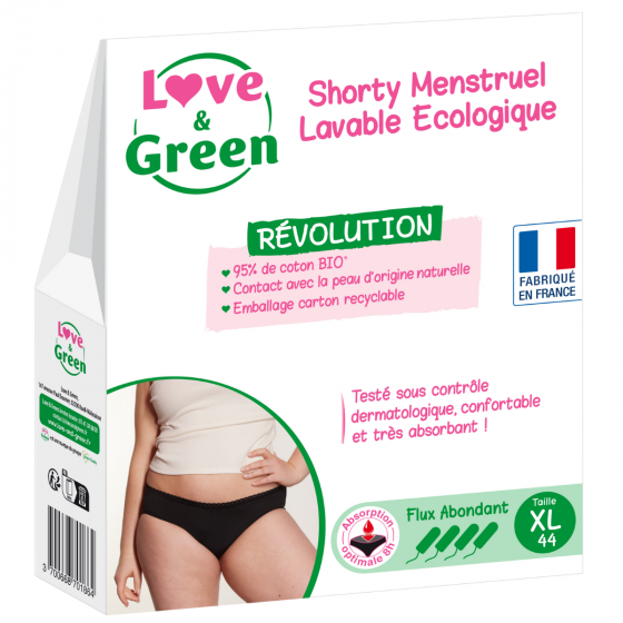 Love and Green Shorty menstruel lavable écologique