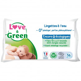 Love and Green lingettes à l'eau micellaire peau sensible x 56